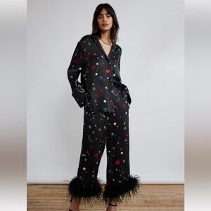 Kitri Studios Moon and Stars Print Apollo Feather Pants and Top Size 4 UK 8